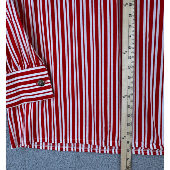 Unisex Red White Candy Cane Top Long Sleeve Button Cuff Handmade Long Sleeve - Picture 12 of 12